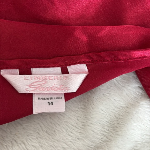 Y2K Red Satin Slip Dress – Size 14 | Lace Trim | Feminine Glam | Flawed - Picture 6 of 8